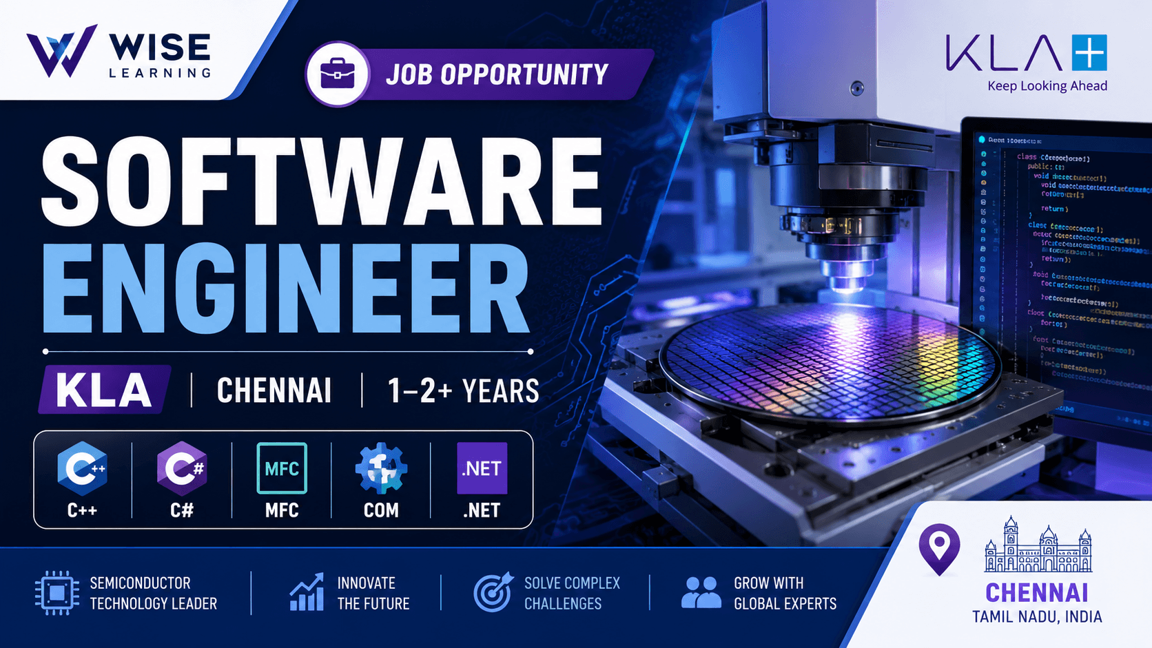 Software Engineer – C++/C# | KLA | Chennai | 1–2+ Years Experience