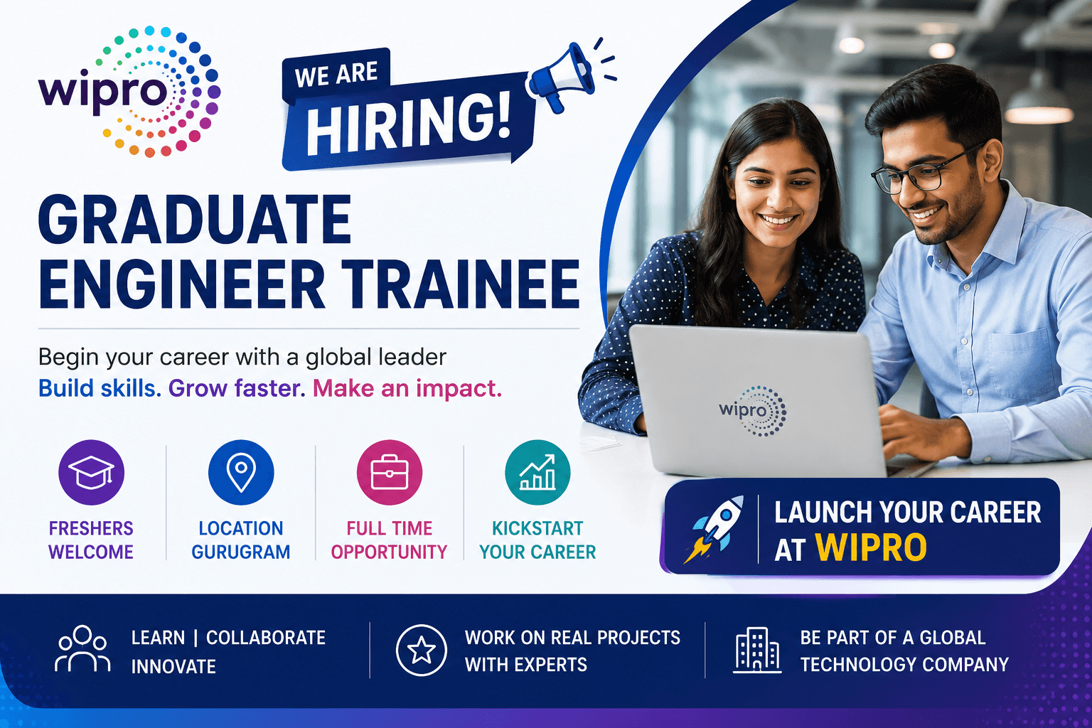 Wipro Hiring: Graduate Engineer Trainee | Freshers | Gurugram | 2026